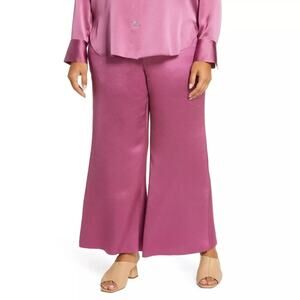 VINCE $345 Camellia Pink Satin Wide Leg Flare Ankle Trousers Size 18
